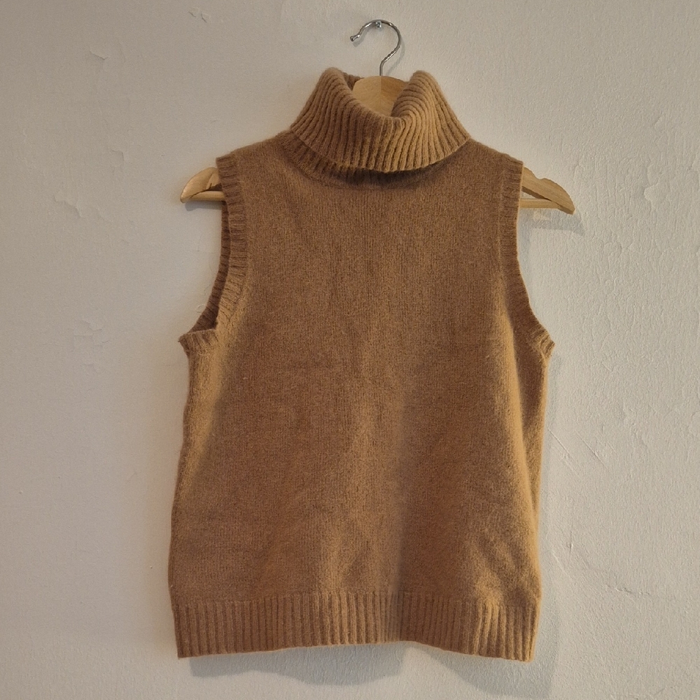 Zara Camel Sleeveless Turtleneck Sweater